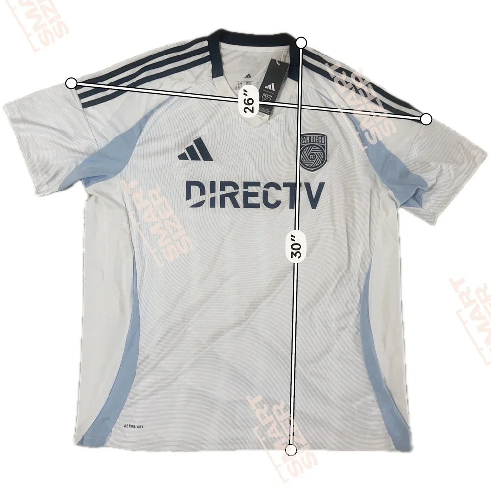 Adidas San Diego FC Jersey Mens 2XL White New Slim Fit DirecTV Soccer Shirt
